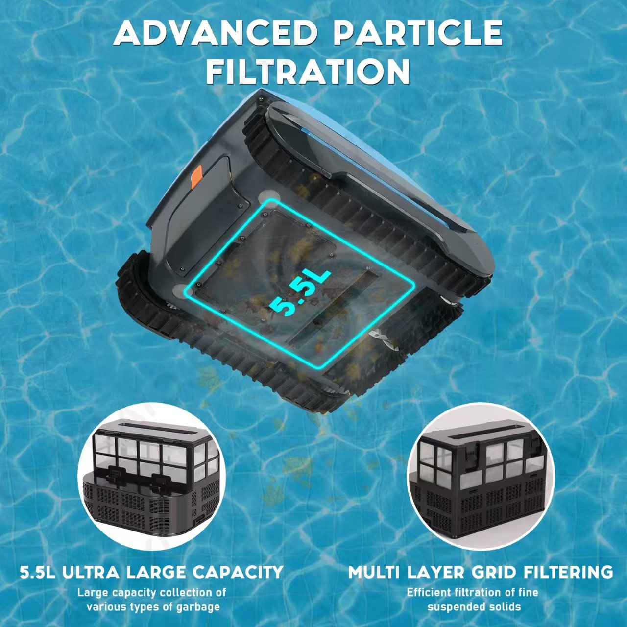 Havospark Cordless Robotic Pool Cleaner S9— 180-Min Runtime, 5.5L Filter, 5500 GPH Suction, Floor / Wall / Waterline Cleaning - Image 12