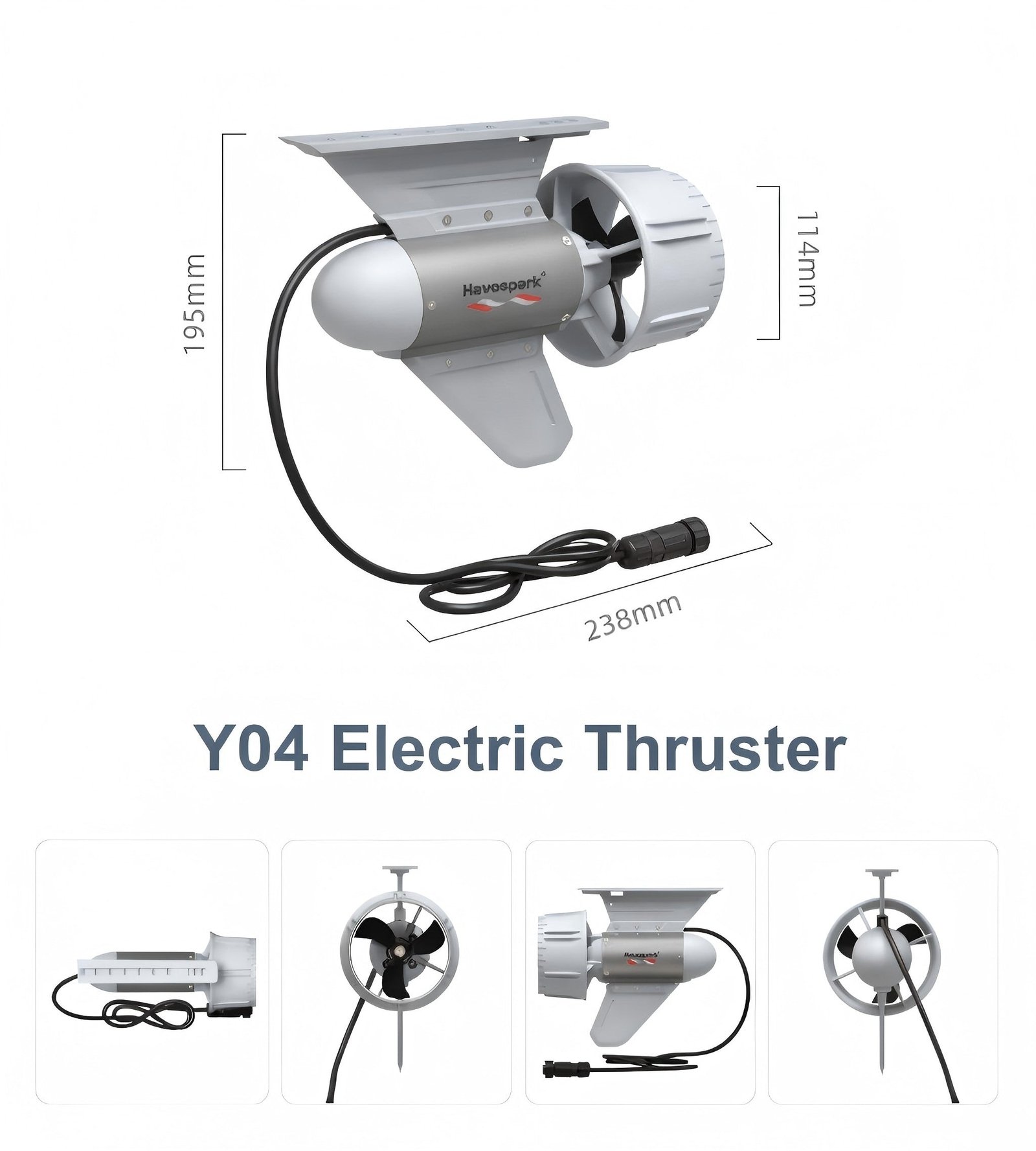 Havospark Y04 Electric SUP Thruster 330W Portable Motor with 8kg Thrust for Paddle Boards & Inflatable Boats