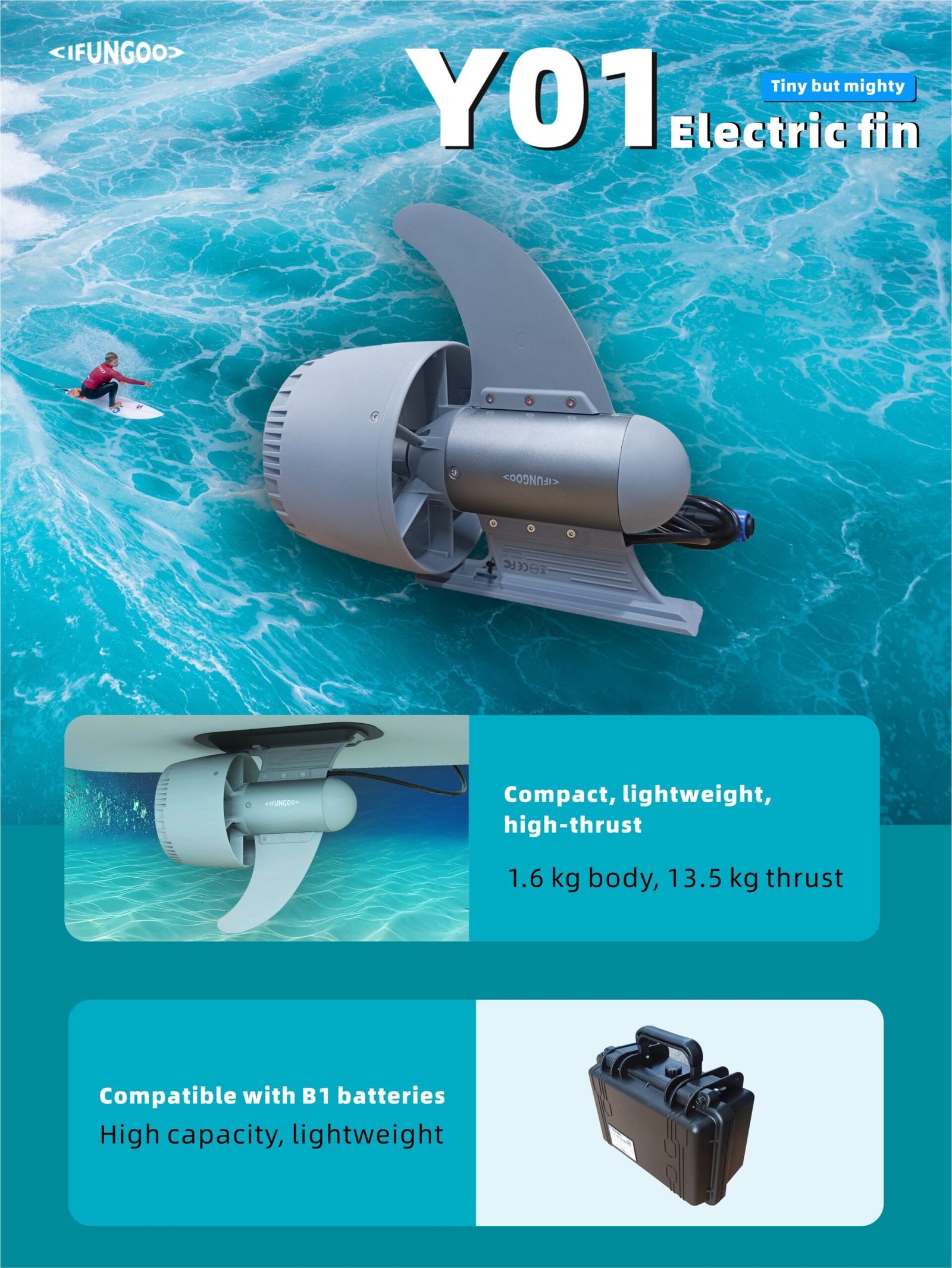 HAVOSPARK Y01 Electric Underwater Thruster for SUP – 600W, 13.5kg Thrust, 3 Forward & 1 Reverse Gear - Image 7