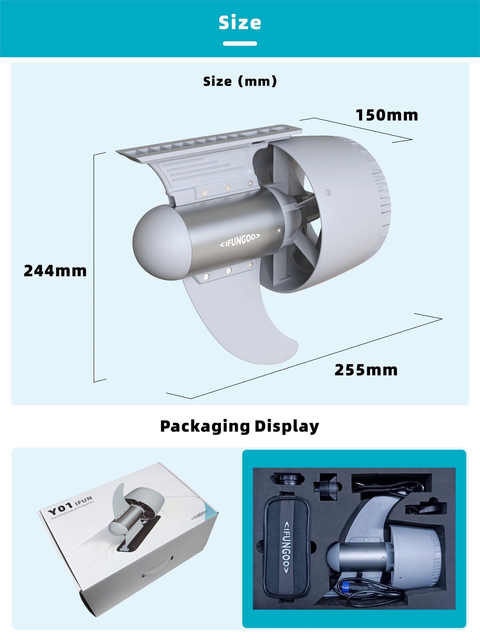 HAVOSPARK Y01 Electric Underwater Thruster for SUP – 600W, 13.5kg Thrust, 3 Forward & 1 Reverse Gear - Image 3