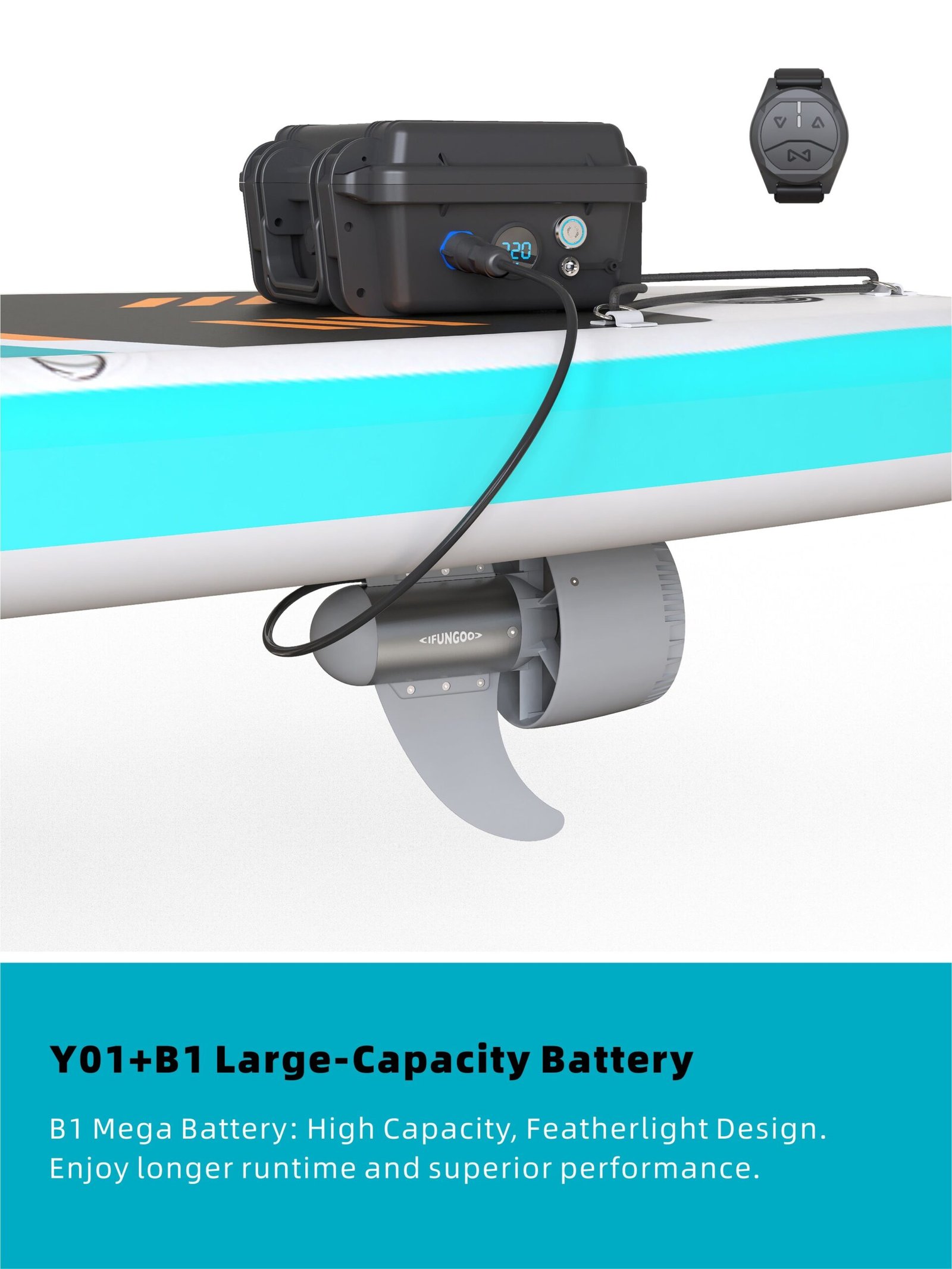 HAVOSPARK Y01 Electric Underwater Thruster for SUP – 600W, 13.5kg Thrust, 3 Forward & 1 Reverse Gear - Image 8