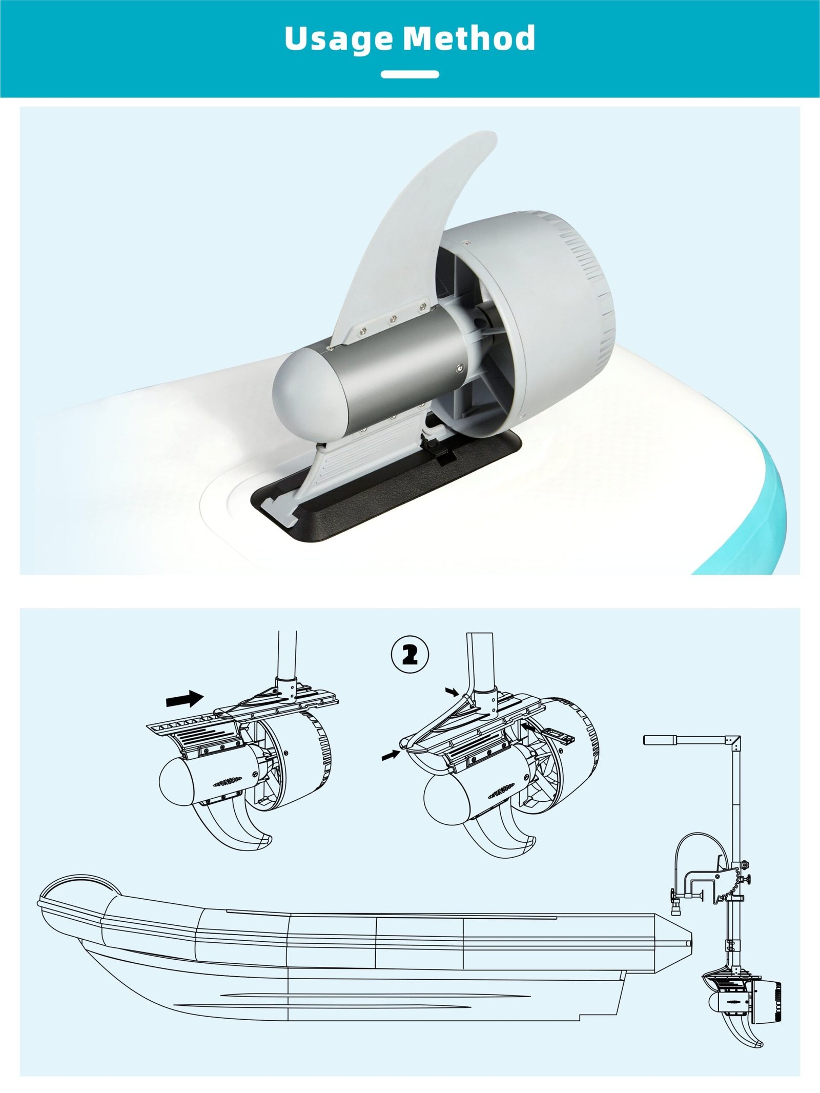 HAVOSPARK Y01 Electric Underwater Thruster for SUP – 600W, 13.5kg Thrust, 3 Forward & 1 Reverse Gear - Image 2